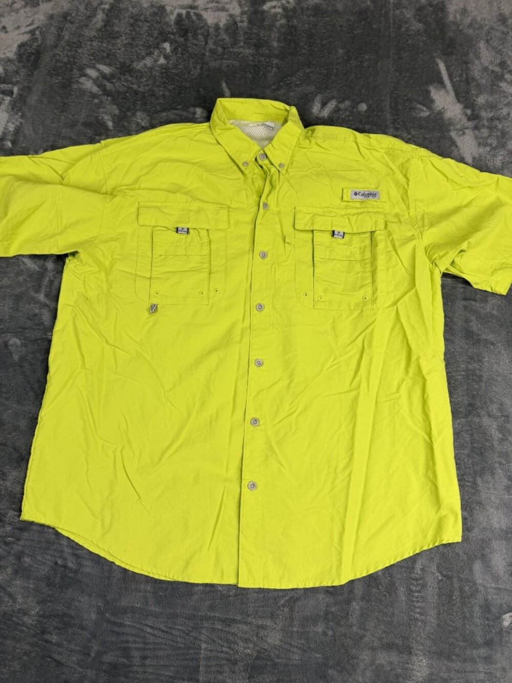 Columbia PFG Mens Yellow Short Sleeve Fishing Shirt L